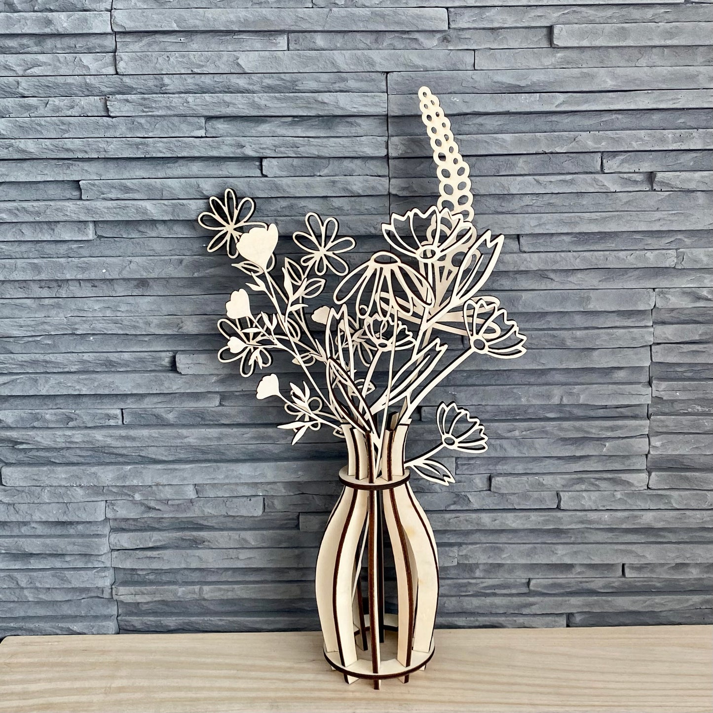 Holzblumen, Deko Blumen, Wiesenblumen aus Holz, Blumen aus Holz, Holzvase, Selfmade, DIY