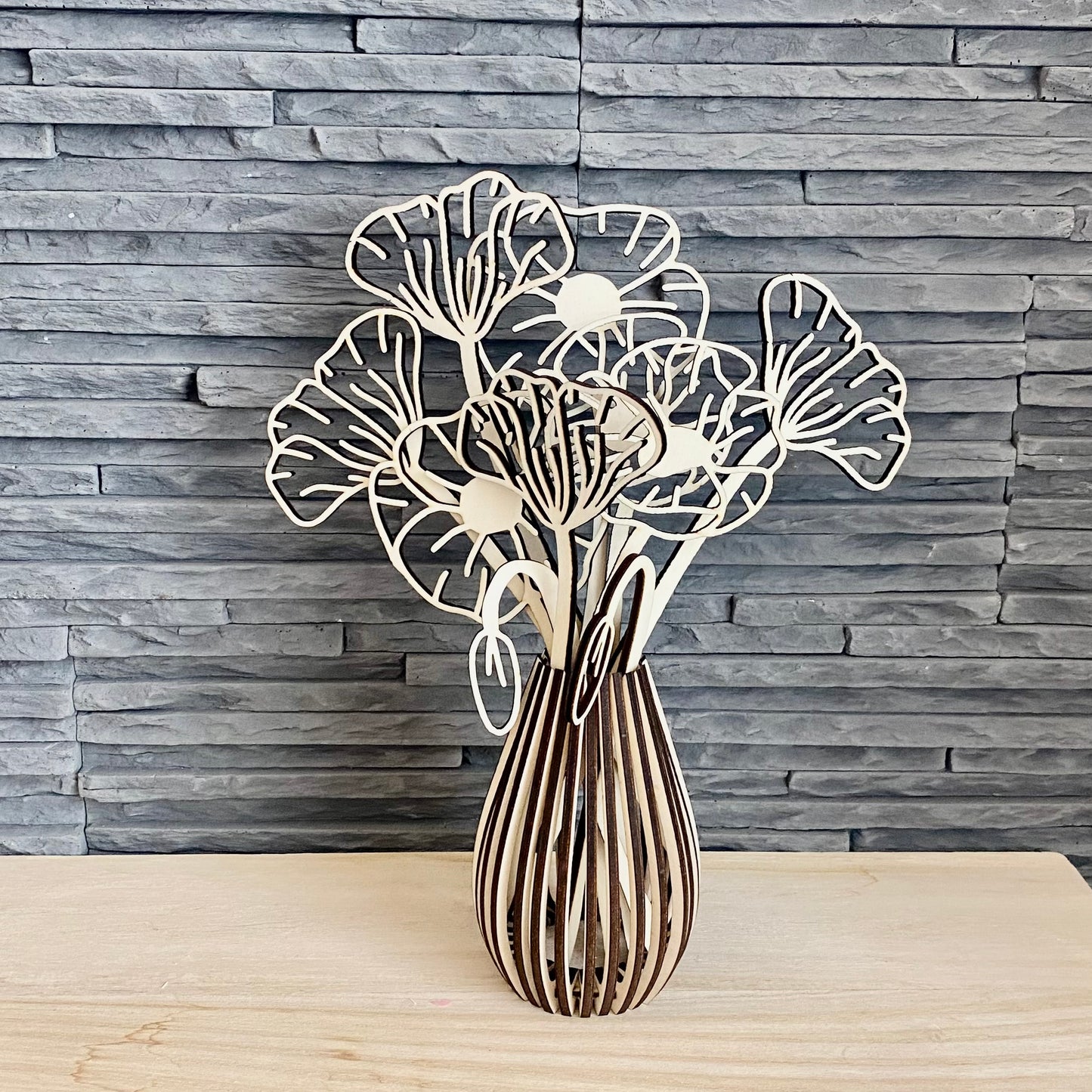 Mohnblumen inkl. Vase aus Holz, Holzblumen, Deko Blumen, Blumen aus Holz, Holzvase, Selfmade, DIY